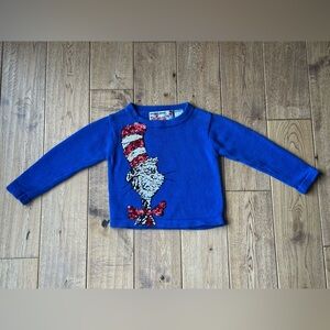Michael Simon Vintage Dr. Seuss Cat in the Hat Sequin Blue Sweater size 3T
